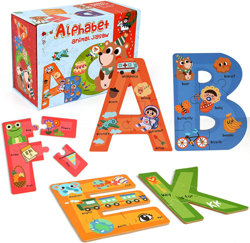 Wooden alphabet letter puzzles - wooden,
